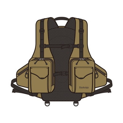 パズデザイン フィッシングベスト アクティブパックベスト カーキ F