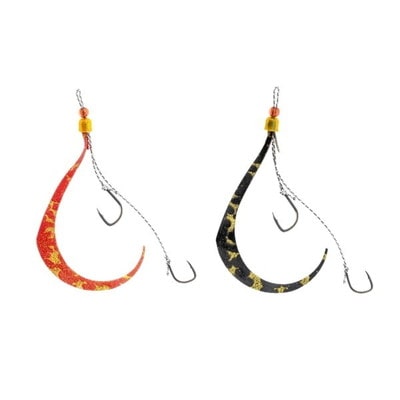 ジャッカル タイラバ 鯛ラバ 乱舞 ビンビンスイッチ スペアラバーフックセット #9/#9 オレンジ&ブラック