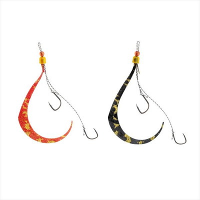 ジャッカル タイラバ 鯛ラバ 乱舞 ビンビンスイッチ スペアラバーフックセット 段差#10/#9 オレンジ&ブラック/ゴールドセット