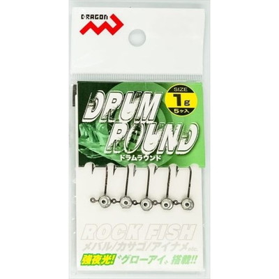マルシン漁具 ドラゴン ジグヘッド ドラムラウンド　(5ヶ入) 　1g
