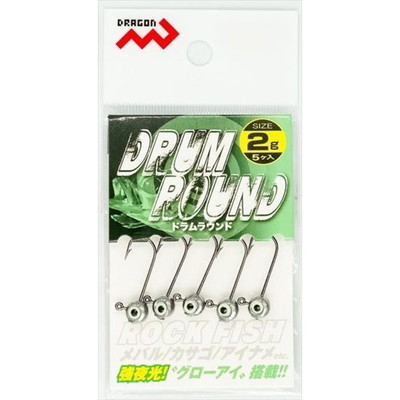 マルシン漁具 ドラゴン ジグヘッド ドラムラウンド　(5ヶ入) 　2g