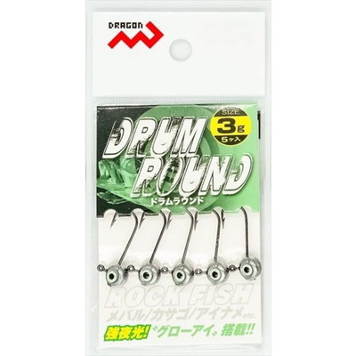 マルシン漁具 ドラゴン ジグヘッド ドラムラウンド　(5ヶ入) 　3g