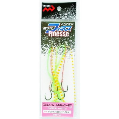 マルシン漁具 鯛ラバスペアセット フィネス スリムストレート&カーリーボブ ケイムラオレンジZ×ライトグリーン