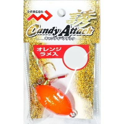 マルシン漁具 フック付きオモリ キャンディーアタック 80g オレンジラメ入