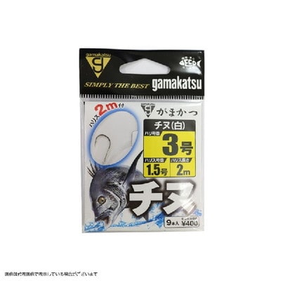 がまかつ 糸付 チヌ(白) 2M 3号-ハリス1.5号