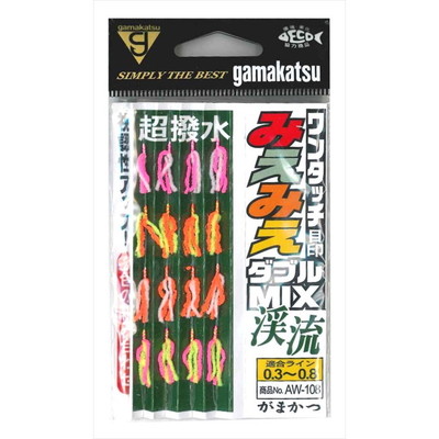 ガマカツ ワンタッチミエミエ目印スリムW MIX渓流AW108 0.8 メジルシ