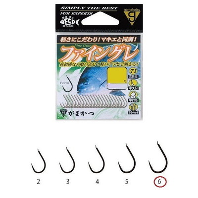 がまかつ ファイングレ(茶) 6号 (バラ針)