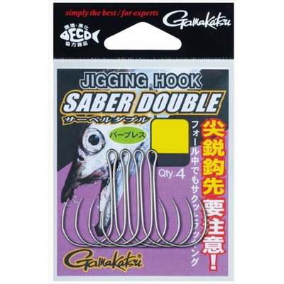 がまかつ シングルフック ジギングフック サーベルダブル L