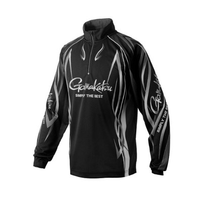 がまかつ ウェア GM3734 2WAYプリントジップシャツ(長袖) ブラック/シルバー L