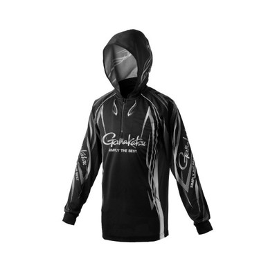 がまかつ ウェア GM3736 2WAYプリントジップシャツフーディ ブラック/シルバー L