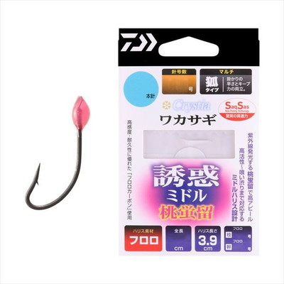 ダイワ 仕掛け クリスティアワカサギ SS誘惑ミドル 桃蛍留 マルチ6本-1.0号