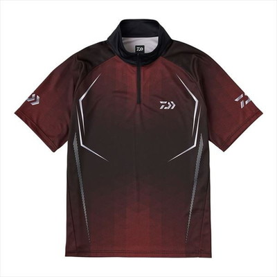 ダイワ ウェア DE-7625 ショートスリーブハーフジップシャツ レッド 2XL