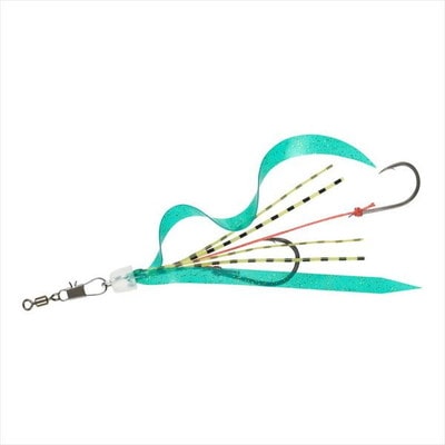 ダイワ テンヤ 紅牙遊動テンヤSS替え針エビラバ シングルカーリー グリーン