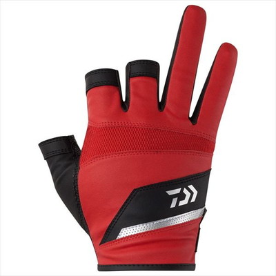 ダイワ 手袋 DG-2226 ロックショアメッシュグローブ 3本カット レッド L