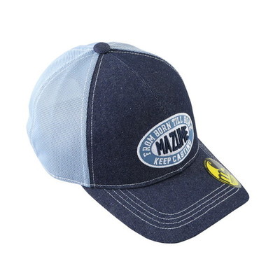 オレンジブルー 帽子 MZCP-851 mazume メッシュキャップ デニム インディゴ×サックス フリー