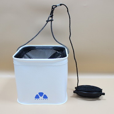 SOLTOOL バケツ 反転バケツ(メッシュ付) 角21cm ロープ付 ホワイトカーボン CK-7176 釣り 小物