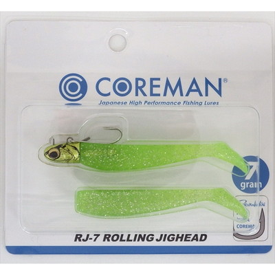 コアマン ワーム RJ-7 ローリングジグヘッド #067 ライムヘッド/ライムチャート