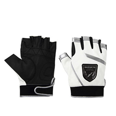 マルキュー 手袋 フィッシンググローブTR-01 5本切 ホワイト/シルバー LL