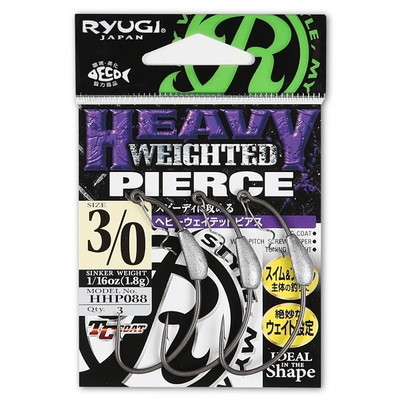 リューギ ヘビーウェイテッドピアス HHP088 TCブラック 3/0(3) ワームフック