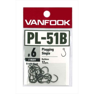 ヴァンフック シングルフック PL-51B プラッギングシングル ヘビーワイヤー バーブレス SBK #6