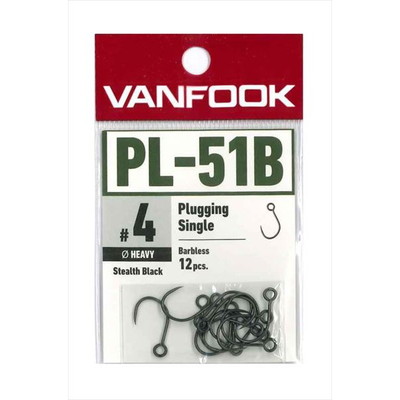 ヴァンフック シングルフック PL-51B プラッギングシングル ヘビーワイヤー バーブレス SBK #4