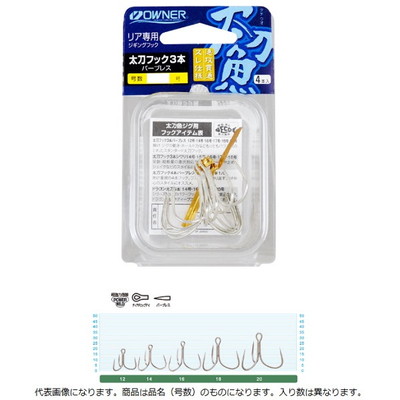 オーナー カルティバ 太刀フック3本バーブレス 16号 トリプルフック