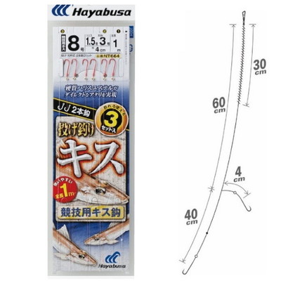 ハヤブサ NT664 投キス競技キス2本×3組 8号ハリス1.5号