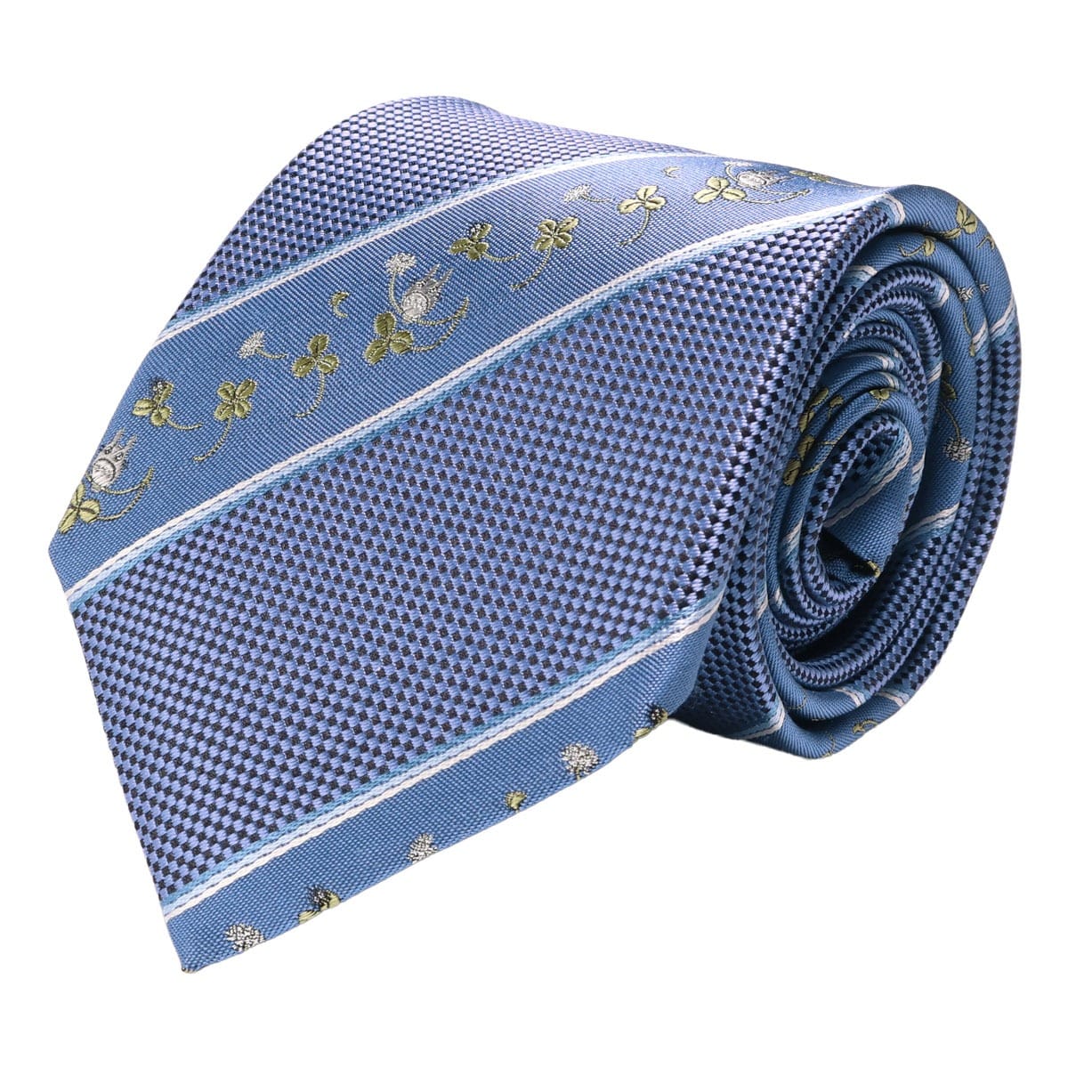 Totoro トトロ となりのトトロ ネクタイ パッケージ付 111015102 クローバーストライプ 日本製 メンズ 結婚式 おしゃれ フォーマル カジュアル ビジネス 男性 ギフト プレゼント キャラクター ブルー