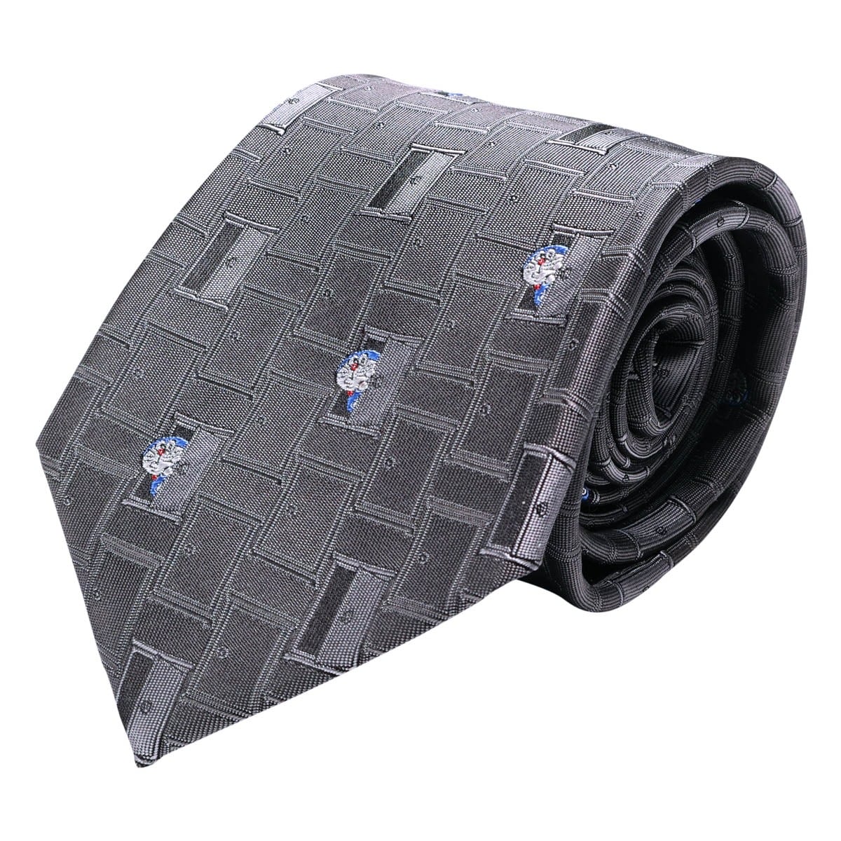DORAEMON ドラえもん ネクタイ パッケージ付 112015102 どこでもドア 日本製 メンズ 結婚式 おしゃれ フォーマル カジュアル ビジネス 男性 ギフト プレゼント キャラクター グレー