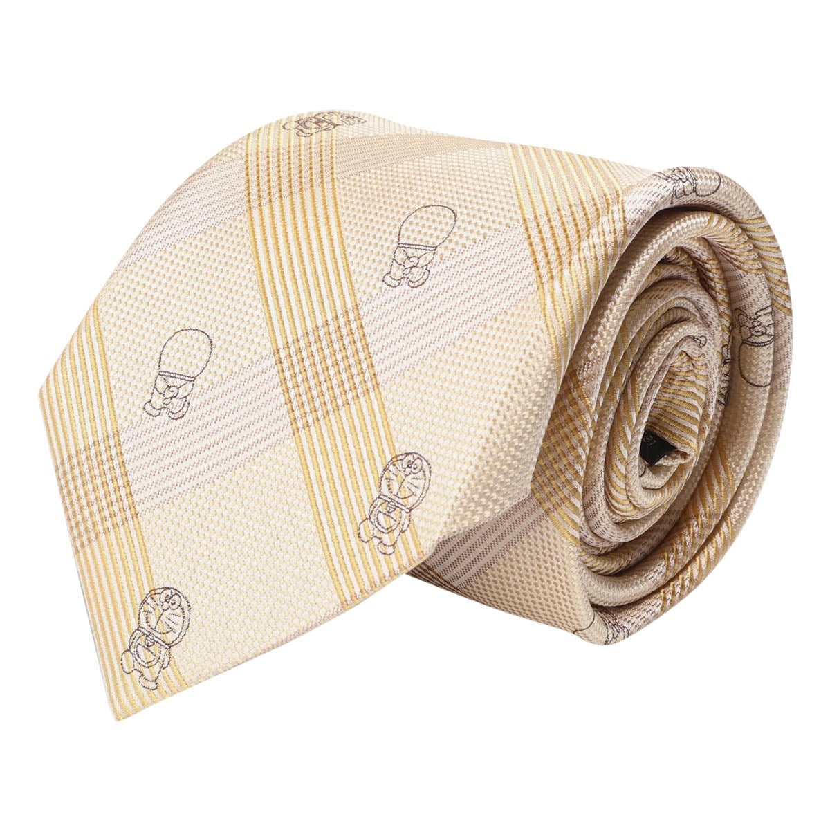 DORAEMON ドラえもん ネクタイ パッケージ付 112015106 シャドーチェック 日本製 メンズ 結婚式 おしゃれ フォーマル カジュアル ビジネス 男性 ギフト プレゼント キャラクター クリーム