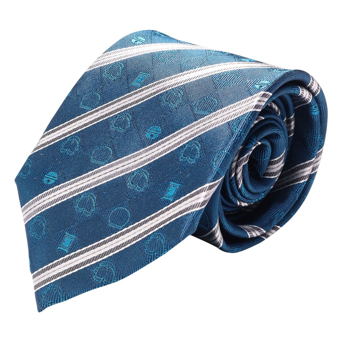 DORAEMON ドラえもん ネクタイ パッケージ付 112015108 アイコンストライプ 日本製 メンズ 結婚式 おしゃれ フォーマル カジュアル ビジネス 男性 ギフト プレゼント キャラクター ターコイズ