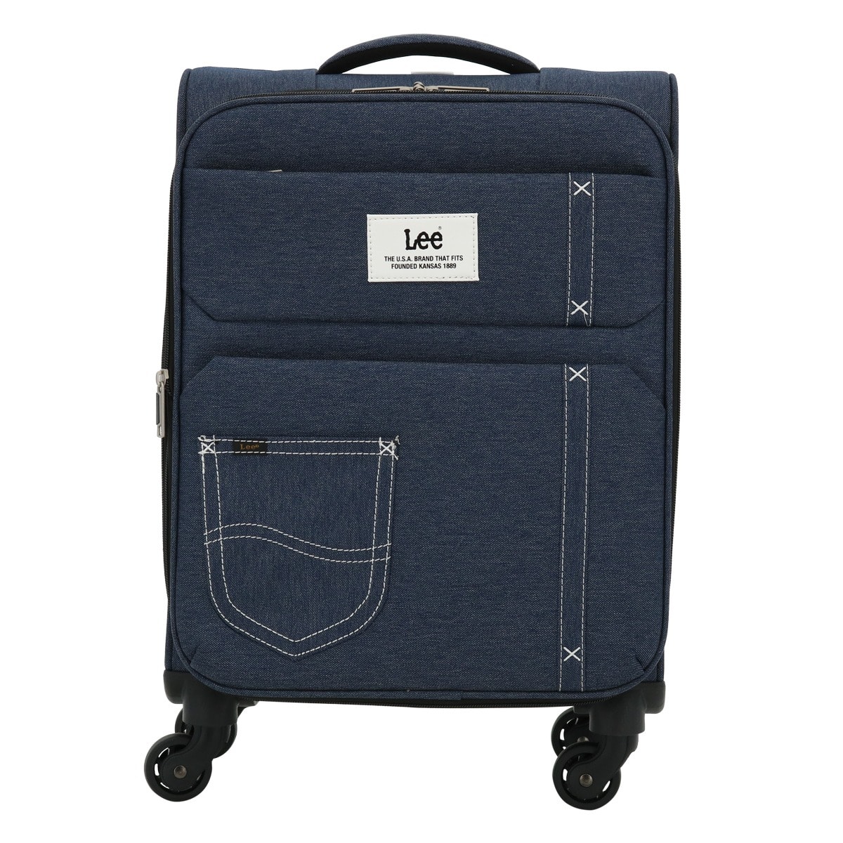 Lee リー スーツケース キャリーバッグ 機内持ち込み 41L 47cm 2.6kg フロントオープン 320-9030 19インチ sonic エキスパンダブル ソフトキャリー デニム調 撥水 ネイビー 【03】ネイビー -