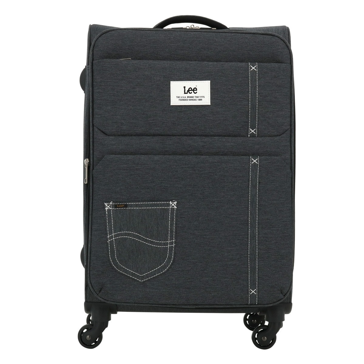 Lee リー スーツケース キャリーバッグ 63L 68cm 3.2kg フロントオープン 320-9031 sonic 24インチ エキスパンダブル ソフトキャリー デニム調 撥水 拡張 ブラック 【01】ブラック -