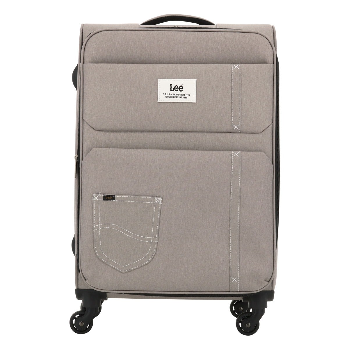 Lee リー スーツケース キャリーバッグ 63L 68cm 3.2kg フロントオープン 320-9031 sonic 24インチ エキスパンダブル ソフトキャリー デニム調 撥水 拡張 グレー