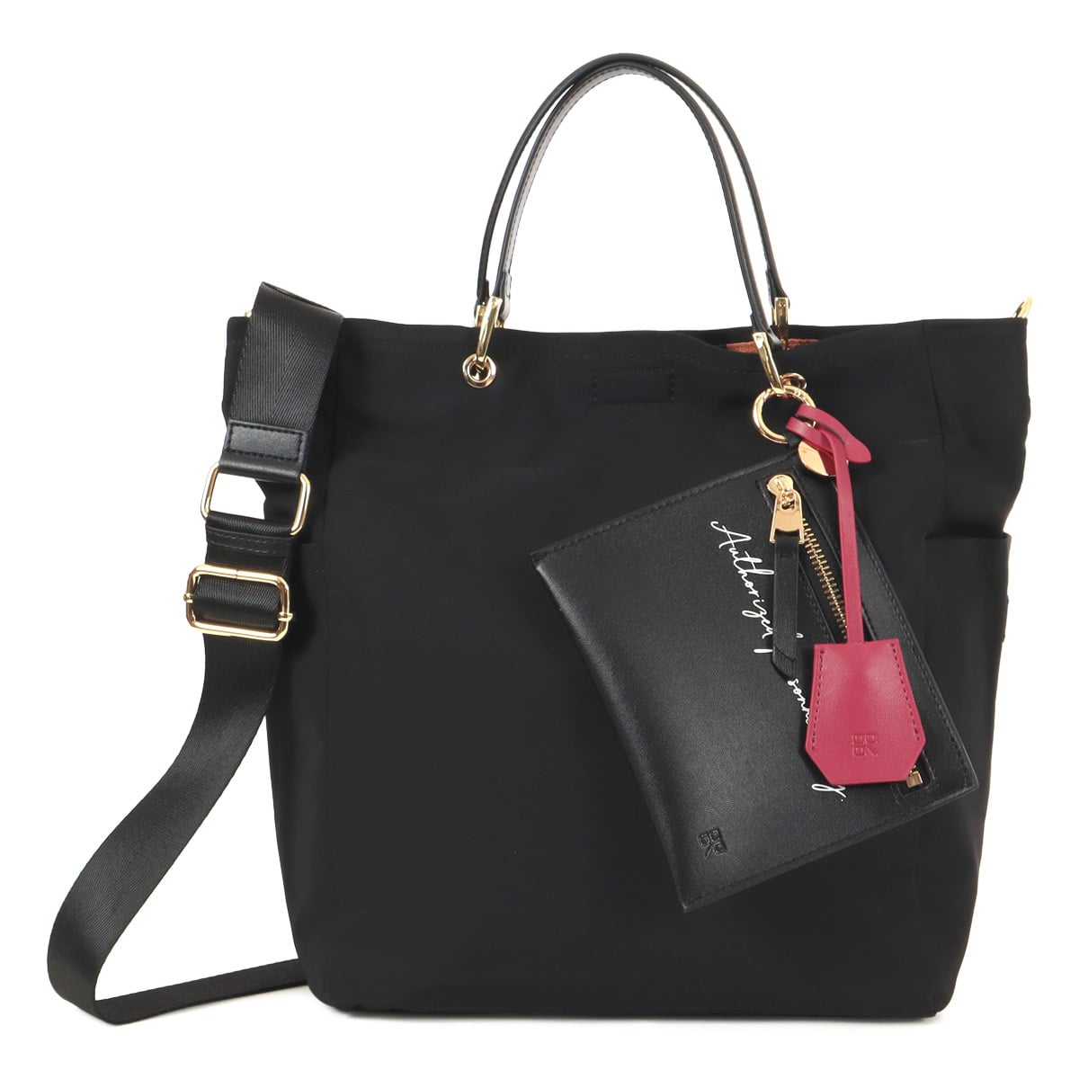 Story. リバーシブル トートバッグ レオパード柄 2WAY ショルダーストラップ付属 ポーチ付 3A-1803-4 ストーリー レディース ブラック×キャメル