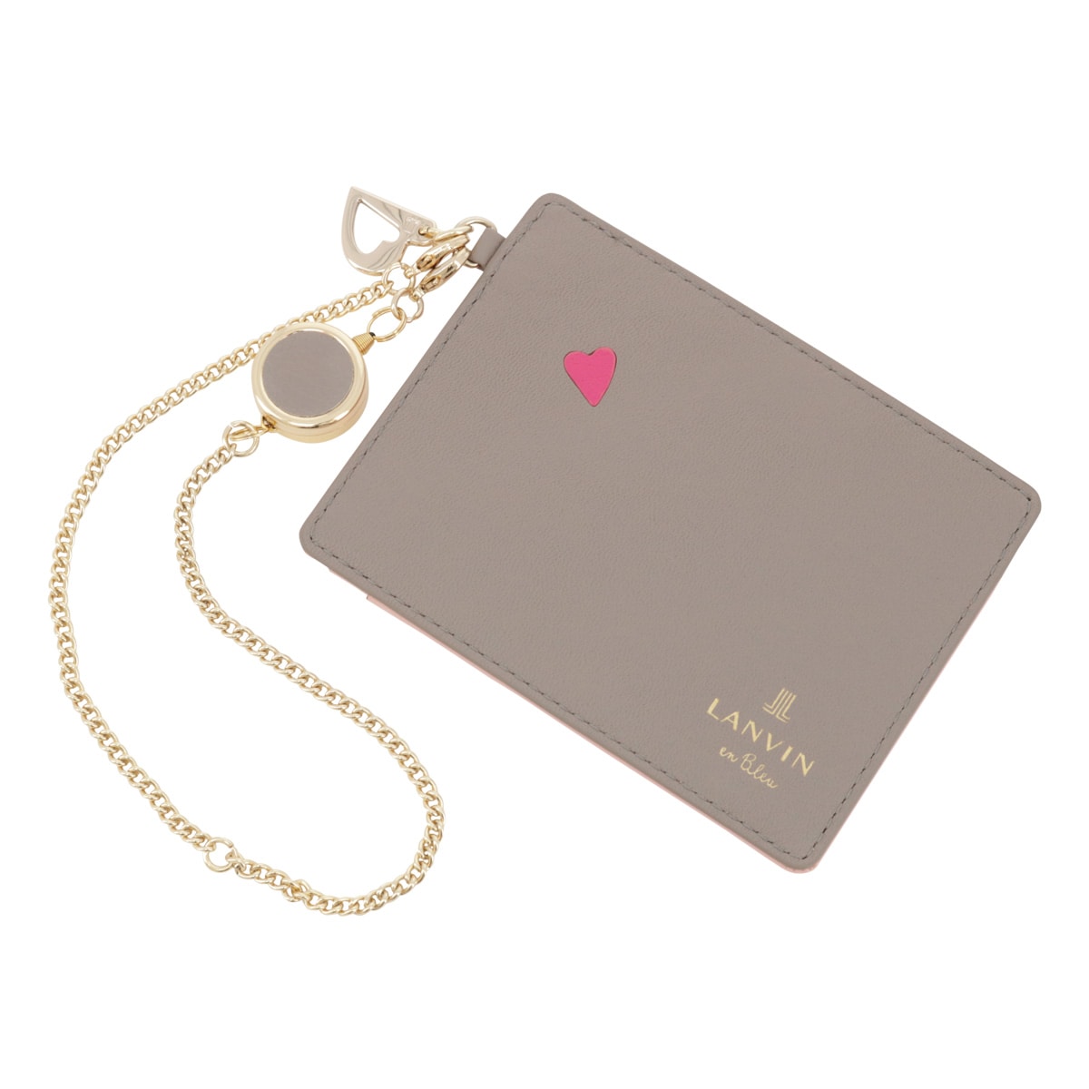 LANVIN en Bleu ランバンオンブルー パスケース 定期入れ リール付き 本革 レディース カルラ 484406  ライトグレー