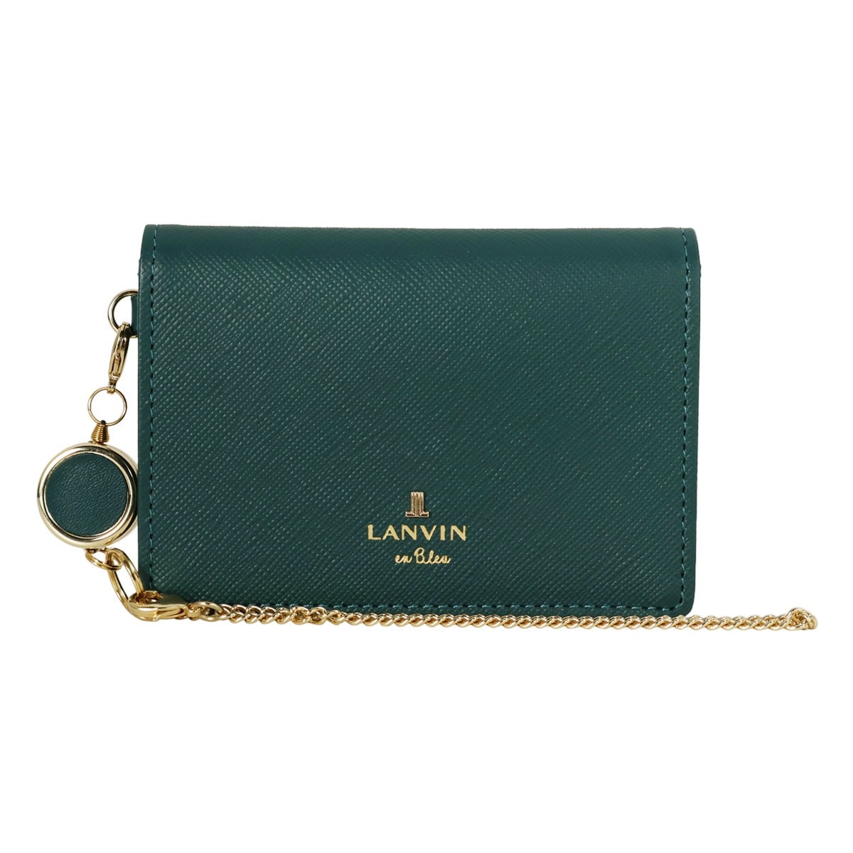 LANVIN en Bleu ランバンオンブルー 三面パスケース 484781 リュクサンブール ディープグリーン