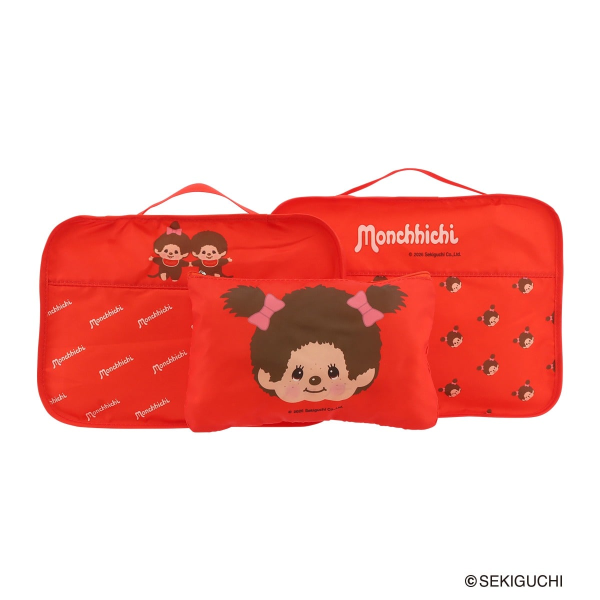 monchhichi モンチッチ トラベルポーチ 3点セット モンチッチちゃん/レッド
