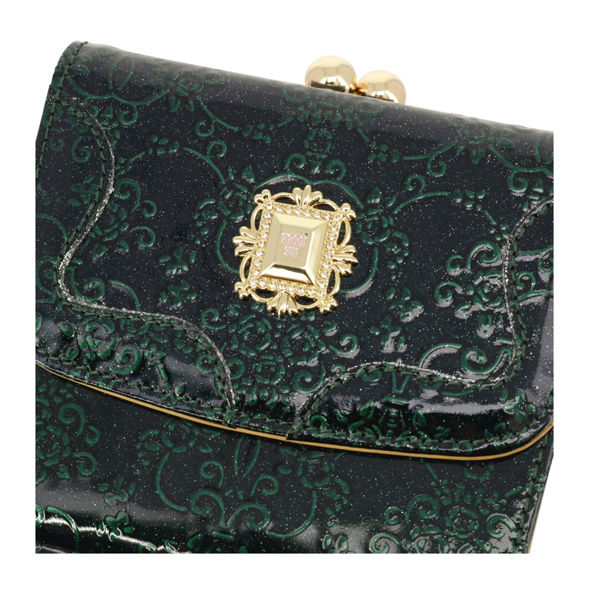 [新品未使用]ANNA SUIがま口長財布ルーミー グリーン 新品】ルーミーANNA SUIがま口長財布☆グリーンアナスイ財布