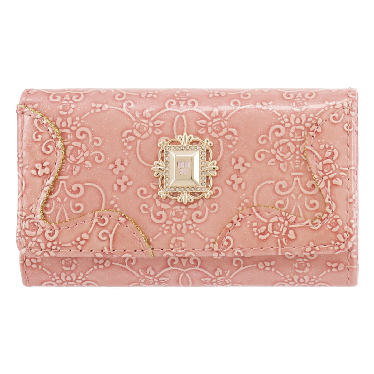 ANNA SUI アナスイ キーケース マルチケース ルーミー 316906 財布 ミニ財布 本革 レザー エンボス 型押し ピンク