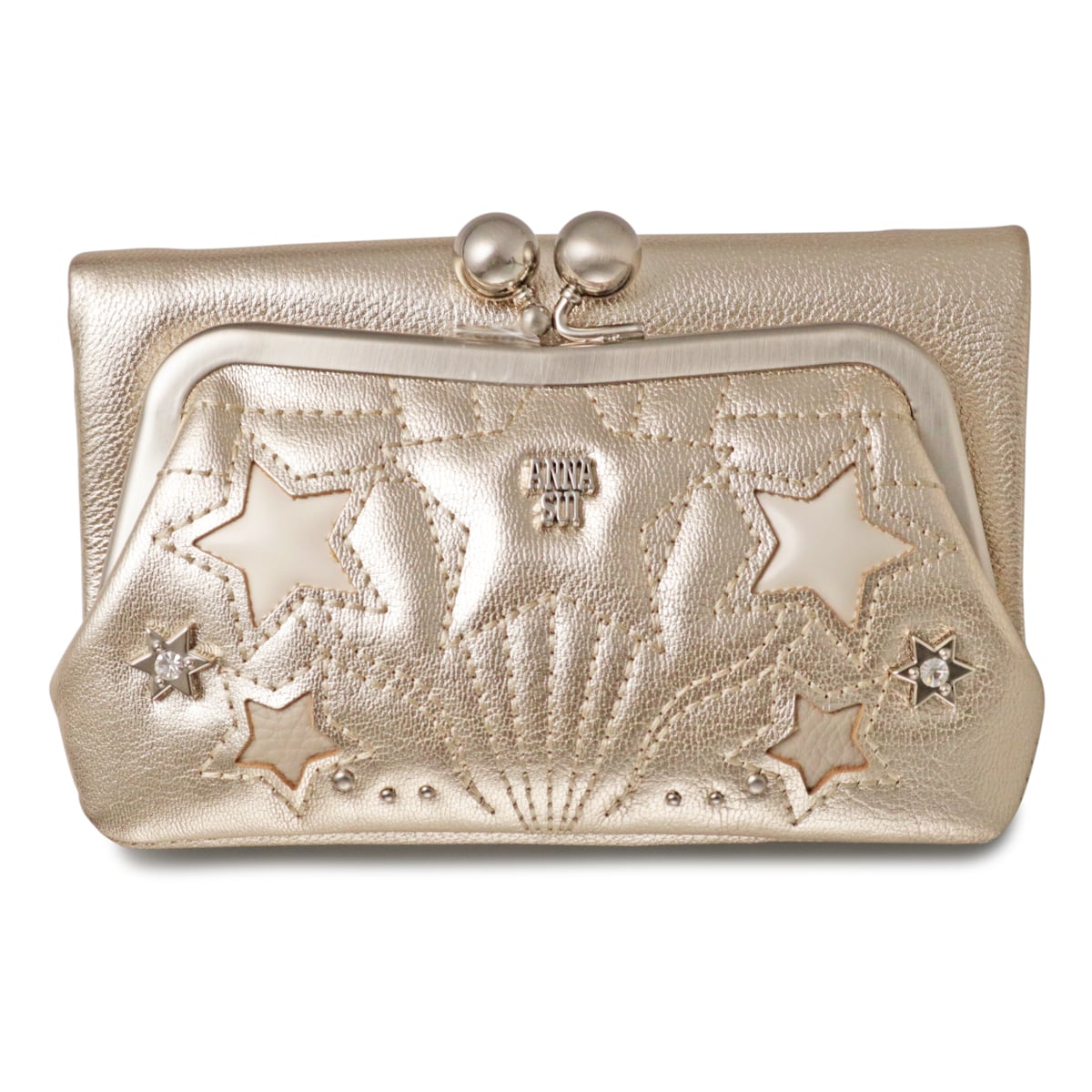 ANNA SUI アナスイ 星柄 がま口長財布 ANNA SUI アナスイ 二つ折り財布 がま口 レディース 本革 ルシィ