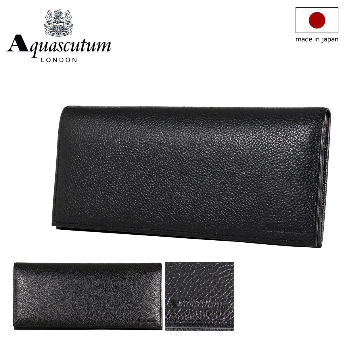 Aquascutum アクアスキュータム 長財布 622013 ジェットブラック ブラック