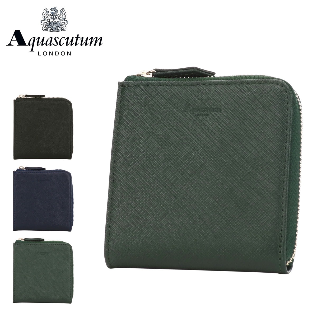 Aquascutum アクアスキュータム 財布 L字ファスナー カムデン 7100123 ネイビー