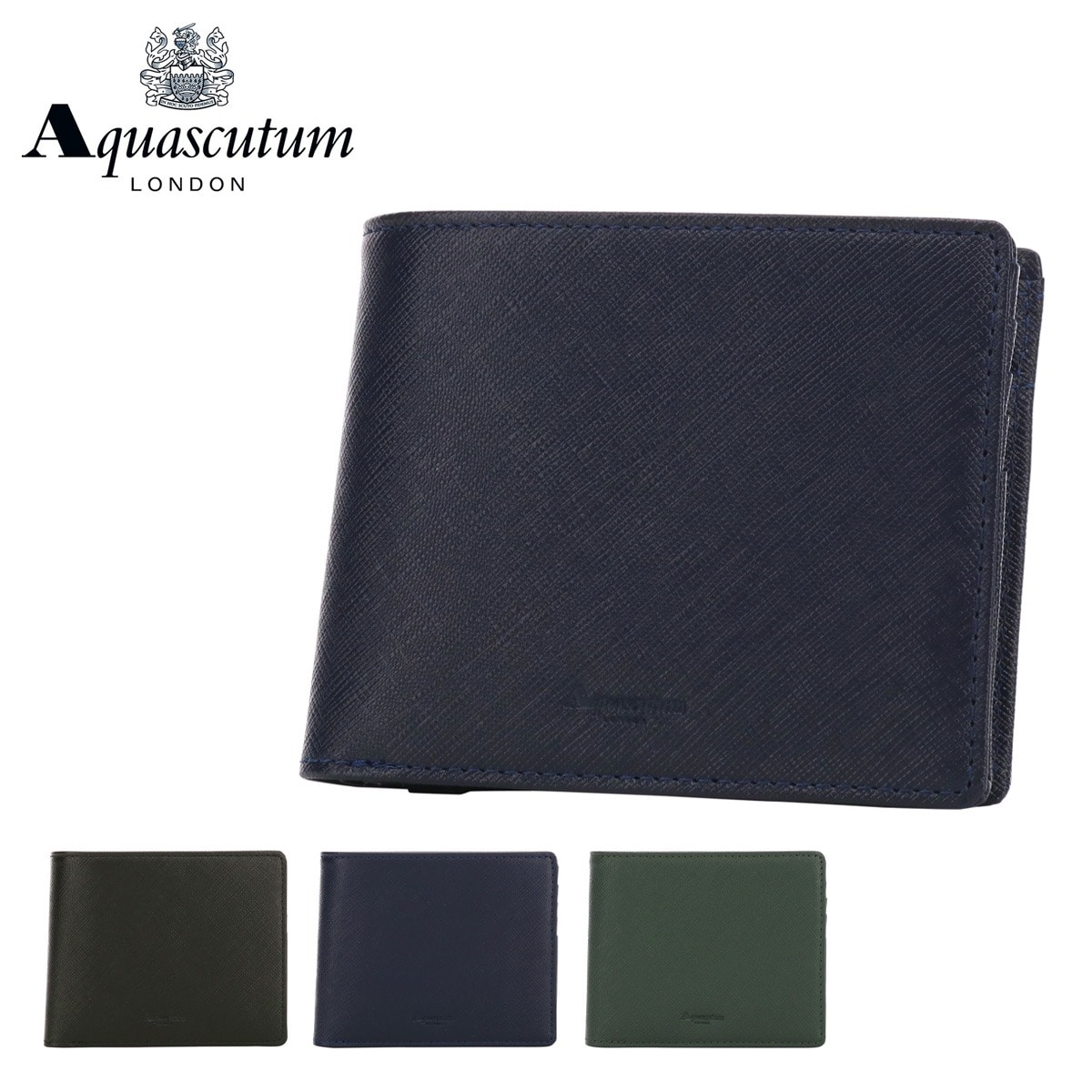 Aquascutum アクアスキュータム 二つ折り財布 カムデン 7110123 グリーン