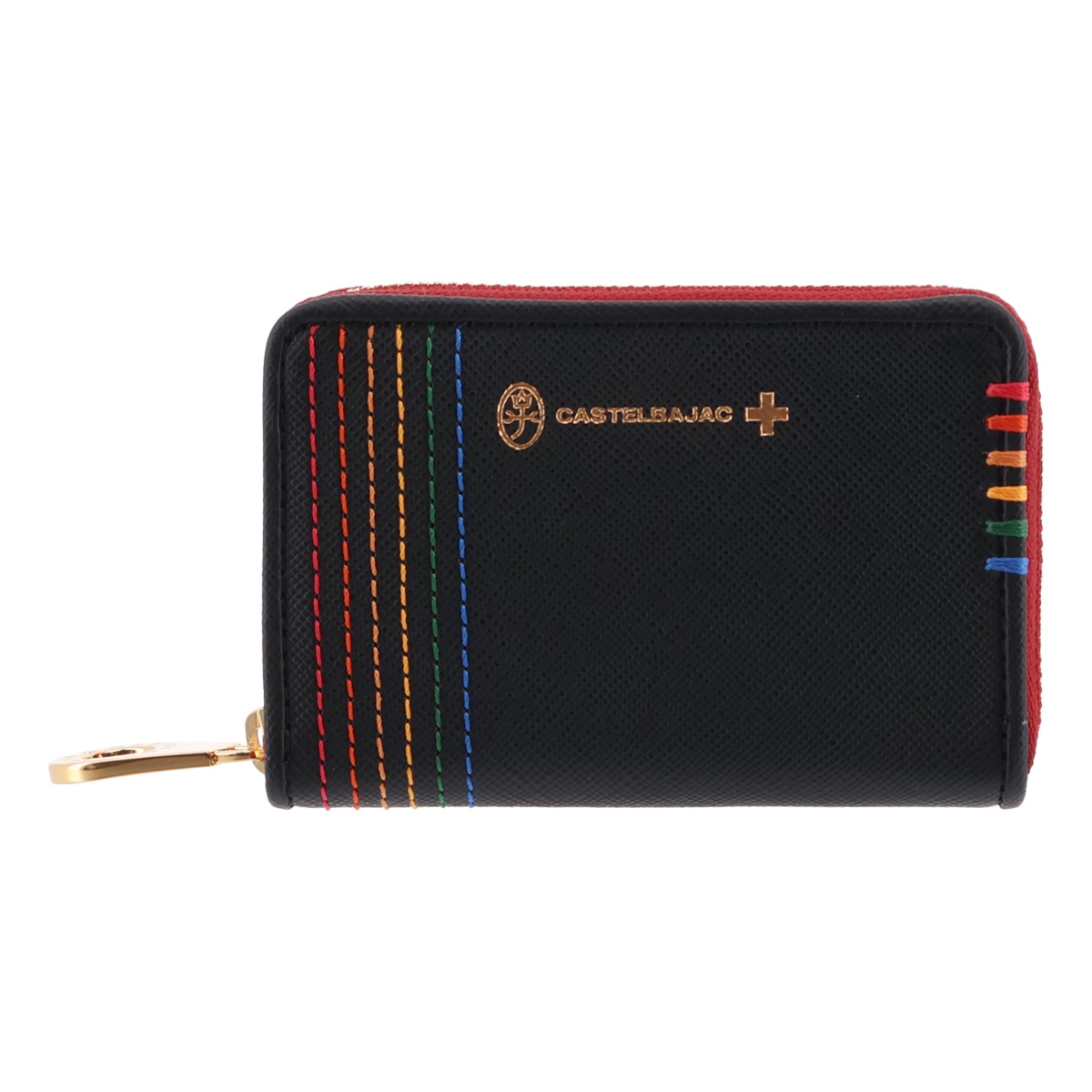 CASTELBAJAC カステルバジャック 小銭入れ コインケース カード入れ パスケース キーケース マルチケース 027681 シェスト 期間限定カラー クリスマス ギフト プレゼント IDカード 牛革 本革 レザー ブラック×レッド