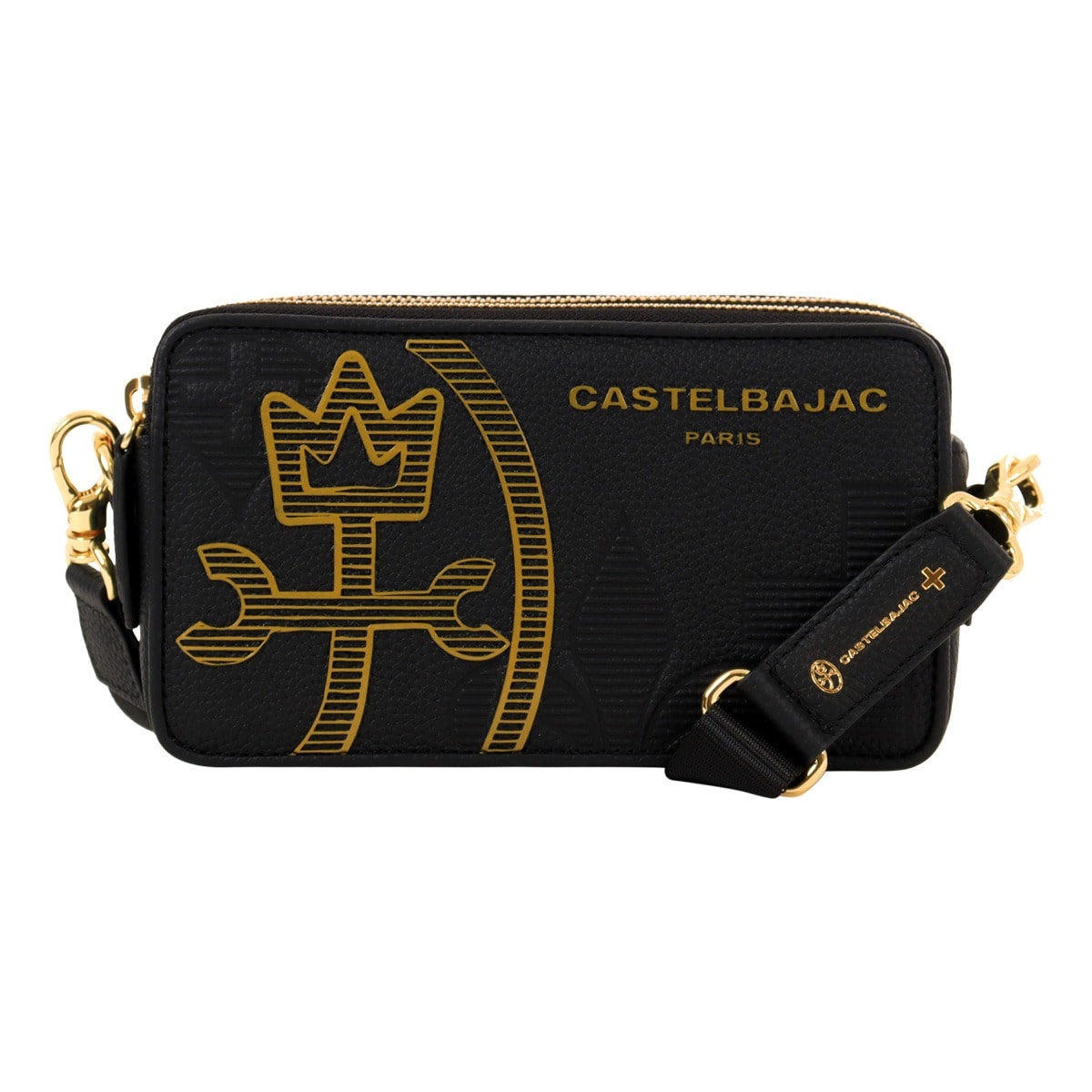 CASTELBAJAC カステルバジャック ショルダーバッグ メンズ 本革 ミニショルダー ミニバッグ 035121 Cannele カヌレ レザー 牛革 肩掛け ワンショルダー 横型 カジュアル お出掛け 旅行 トラベル ブラック