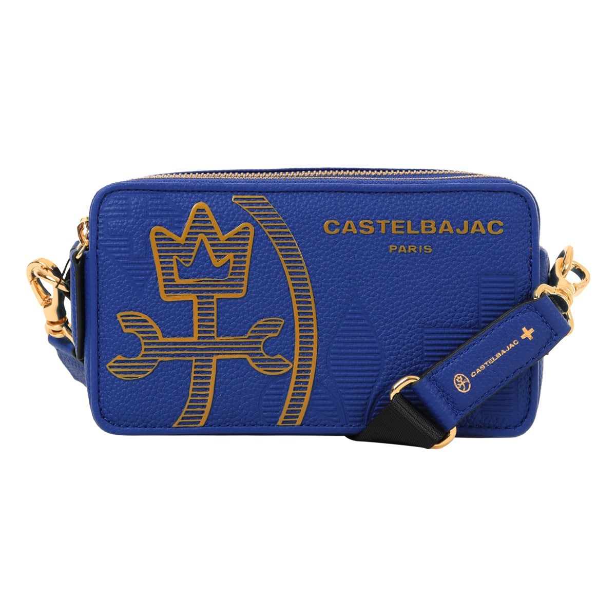 CASTELBAJAC カステルバジャック ショルダーバッグ メンズ 本革 ミニショルダー ミニバッグ 035121 Cannele カヌレ レザー 牛革 肩掛け ワンショルダー 横型 カジュアル お出掛け 旅行 トラベル ブルー