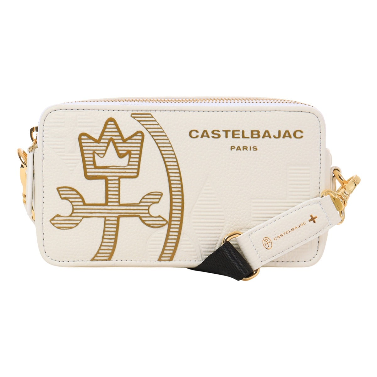 CASTELBAJAC カステルバジャック ショルダーバッグ メンズ 本革 ミニショルダー ミニバッグ 035121 Cannele カヌレ レザー 牛革 肩掛け ワンショルダー 横型 カジュアル お出掛け 旅行 トラベル ホワイト