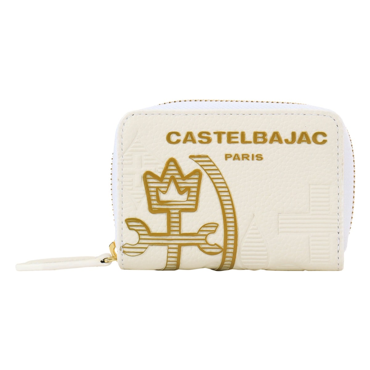 CASTELBAJAC カステルバジャック キーケース カードケース マルチケース 4連 メンズ ラウンドファスナー カヌレ 035621 レザー 本革 牛革 カジュアル ホワイト