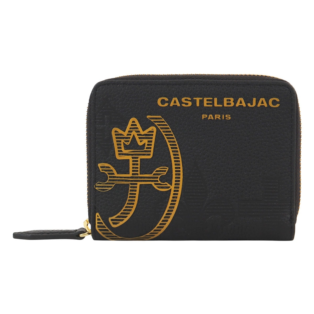 CASTELBAJAC カステルバジャック 財布 メンズ 二つ折り 二つ折り財布 ベラ付き ラウンドファスナー カヌレ 035623 サイフ レザー 本革 牛革 カジュアル コンパクト ブラック